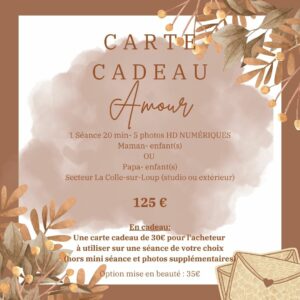 Carte cadeau "AMOUR"  (Spéciale fête des mères ou pères)